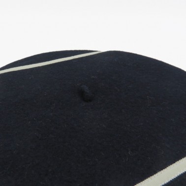 Béret Kiriko Noir ruban Ecru