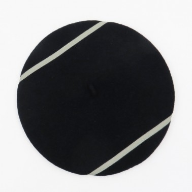 Béret Kiriko Noir ruban Ecru