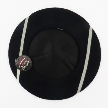 Béret Kiriko Noir ruban Ecru