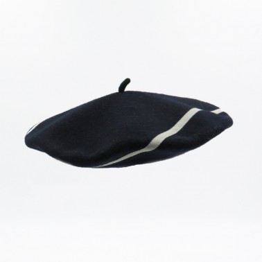 Kiriko Beret - Black/ Ecru lines