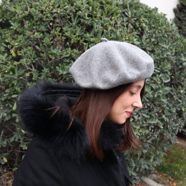 Classic Light Heather Grey Beret  Woman