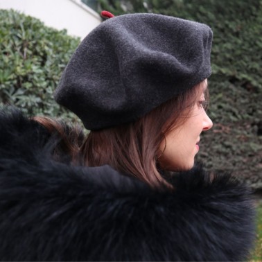 Premium Dark Heather Grey Beret Woman