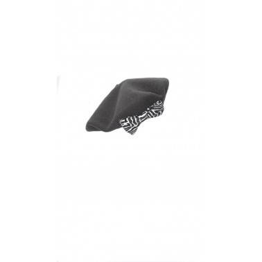 Béret Zèbre Petit Nœud Gris Roche