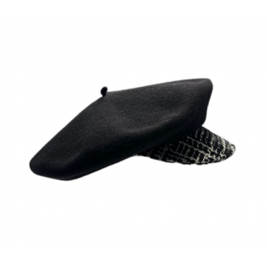 Béret casquette noir et tweed