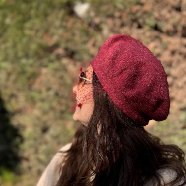 Eco Chic Veil Beret burgundy